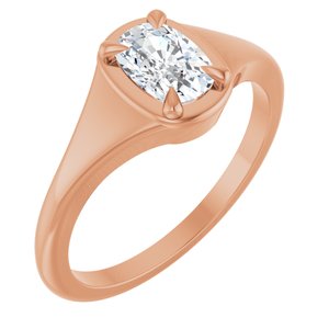 10K Rose Gold 6.5x4.5 mm Elongated Cushion Ring Mounting
