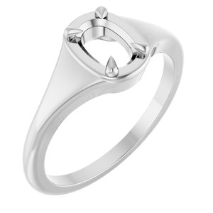 Sterling Silver 6.5x4.5 mm Elongated Cushion Ring Mounting – image 2