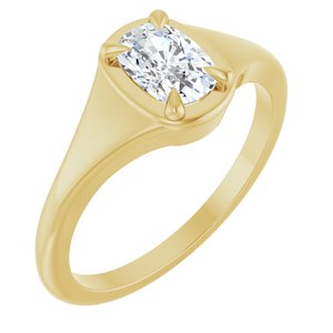 10K Yellow Gold 6.5x4.5 mm Elongated Cushion Ring Mounting
