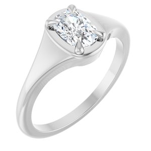 14K X1 White Gold 6.5x4.5 mm Elongated Cushion Ring Mounting