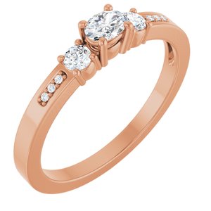 18K Rose Gold 4x3 mm Oval Ring Mounting