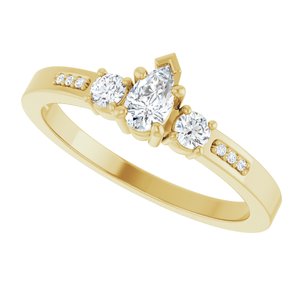 14K Yellow Gold 5x3 mm Pear Ring Mounting – image 8