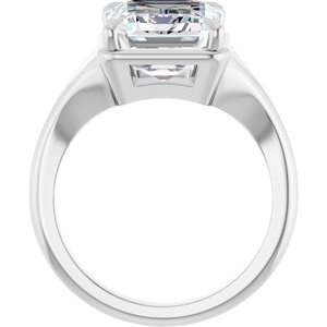 14K X1 White Gold 11x9 mm Emerald Ring Mounting – image 3
