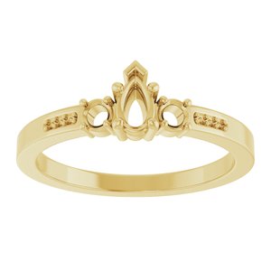 14K Yellow Gold 5x3 mm Pear Ring Mounting – image 6
