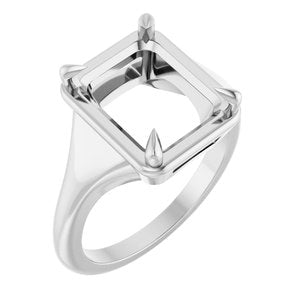 14K X1 White Gold 11x9 mm Emerald Ring Mounting – image 2