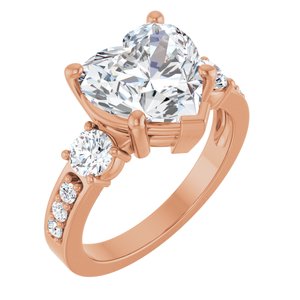 18K Rose Gold 10x10 mm Heart Ring Mounting