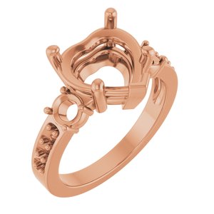 18K Rose Gold 10x10 mm Heart Ring Mounting – image 2