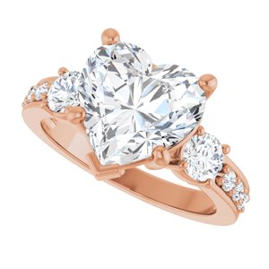 18K Rose Gold 10x10 mm Heart Ring Mounting – image 8