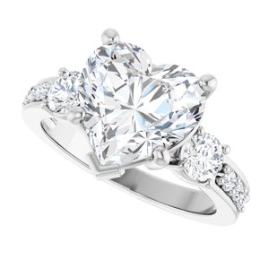 14K X1 White Gold 10x10 mm Heart Ring Mounting – image 8