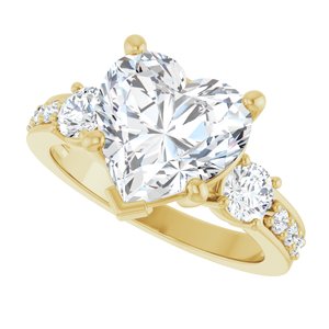 18K Yellow Gold 10x10 mm Heart Ring Mounting – image 8