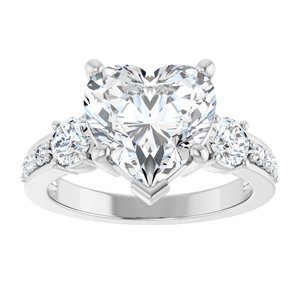10K White Gold 10x10 mm Heart Ring Mounting – image 5