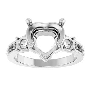 Sterling Silver 10x10 mm Heart Ring Mounting – image 6