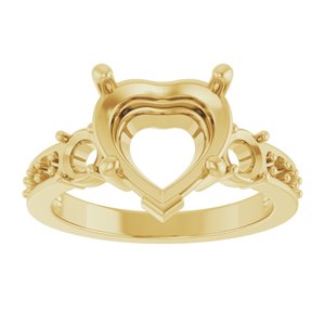 18K Yellow Gold 10x10 mm Heart Ring Mounting – image 6