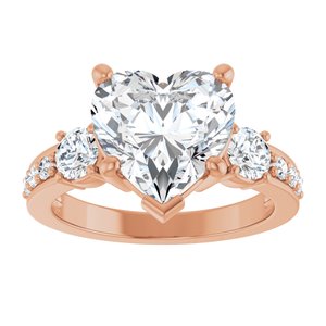18K Rose Gold 10x10 mm Heart Ring Mounting – image 5