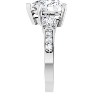 10K White Gold 10x10 mm Heart Ring Mounting – image 7
