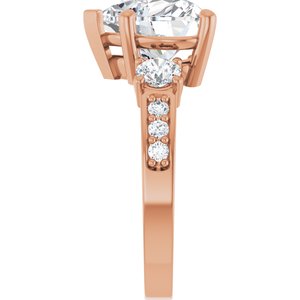 18K Rose Gold 10x10 mm Heart Ring Mounting – image 7