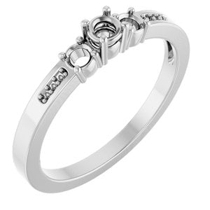 10K White Gold 3 mm Round Ring Mounting – image 2