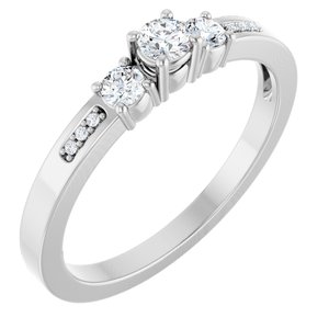 10K White Gold 3 mm Round Ring Mounting
