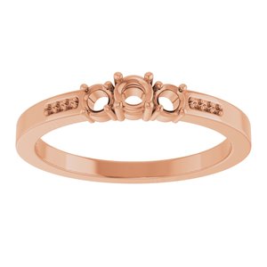 14K Rose Gold 3 mm Round Ring Mounting – image 6