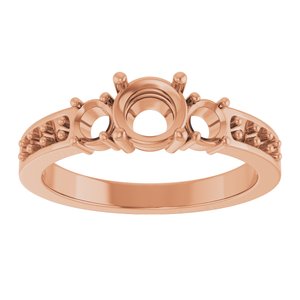 14K Rose Gold 5.5 mm Round Ring Mounting – image 6