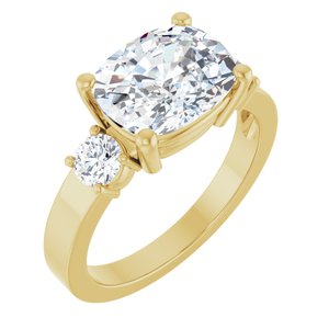 18K Yellow Gold 10x8 mm Elongated Cushion Ring Mounting