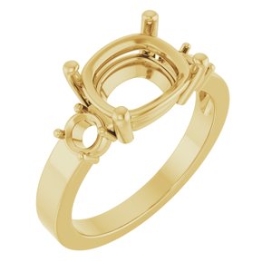 10K Yellow Gold 10x8 mm Elongated Cushion Ring Mounting – image 2