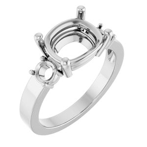 18K White Gold 10x8 mm Elongated Cushion Ring Mounting – image 2