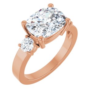10K Rose Gold 10x8 mm Elongated Cushion Ring Mounting