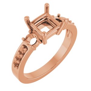 10K Rose Gold 6x6 mm Square Ring Mounting – image 2
