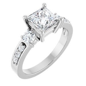 14K X1 White Gold 6x6 mm Square Ring Mounting