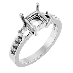 18K White Gold 6x6 mm Square Ring Mounting – image 2