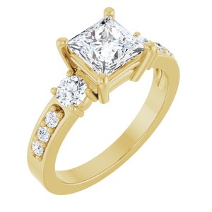 14K Yellow Gold 6x6 mm Square Ring Mounting
