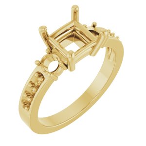 14K Yellow Gold 6x6 mm Square Ring Mounting – image 2