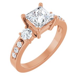 14K Rose Gold 6x6 mm Square Ring Mounting