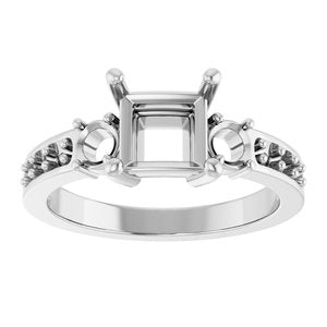 10K White Gold 6x6 mm Square Ring Mounting – image 6