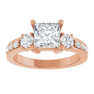 14K Rose Gold 6x6 mm Square Ring Mounting – image 5