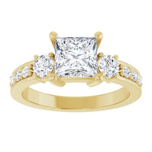 18K Yellow Gold 6x6 mm Square Ring Mounting – image 5