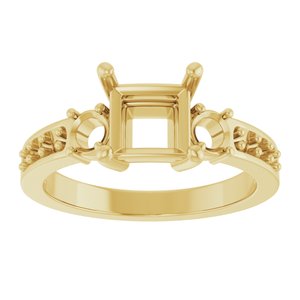 14K Yellow Gold 6x6 mm Square Ring Mounting – image 6