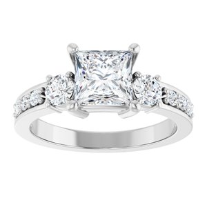 14K X1 White Gold 6x6 mm Square Ring Mounting – image 5