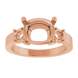 10K Rose Gold 10x8 mm Elongated Cushion Ring Mounting – image 6