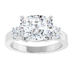 18K White Gold 10x8 mm Elongated Cushion Ring Mounting – image 5