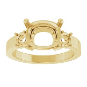 14K Yellow Gold 10x8 mm Elongated Cushion Ring Mounting – image 6