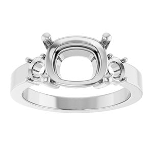 14K X1 White Gold 10x8 mm Elongated Cushion Ring Mounting – image 6