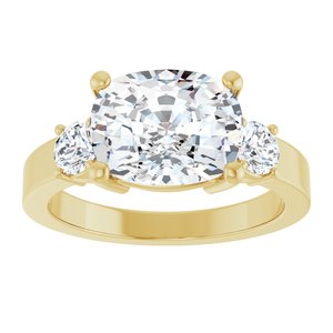 10K Yellow Gold 10x8 mm Elongated Cushion Ring Mounting – image 5