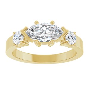 14K Yellow Gold 9.5x5 mm Marquise Ring Mounting – image 5