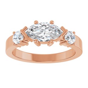 18K Rose Gold 9.5x5 mm Marquise Ring Mounting – image 5