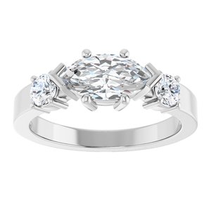 14K X1 White Gold 9.5x5 mm Marquise Ring Mounting – image 5