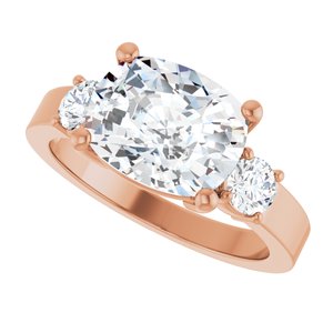 10K Rose Gold 10x8 mm Elongated Cushion Ring Mounting – image 8