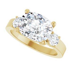 18K Yellow Gold 10x8 mm Elongated Cushion Ring Mounting – image 8