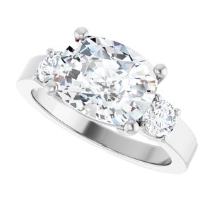 Sterling Silver 10x8 mm Elongated Cushion Ring Mounting – image 8